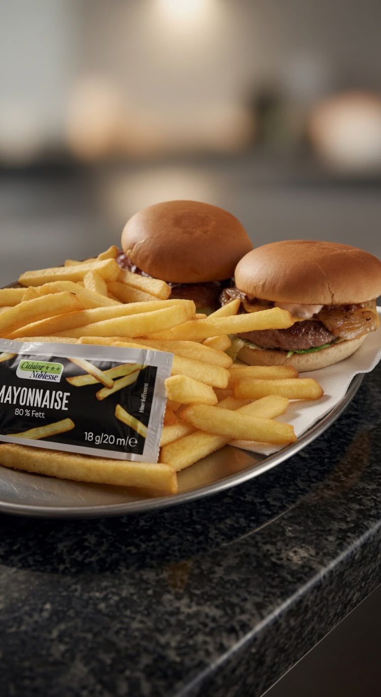 Super Crunch Pommes mit Gewürzsalz, dampfend frisch